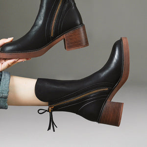 Zarila™ | Bottines en cuir à Talon Blocs