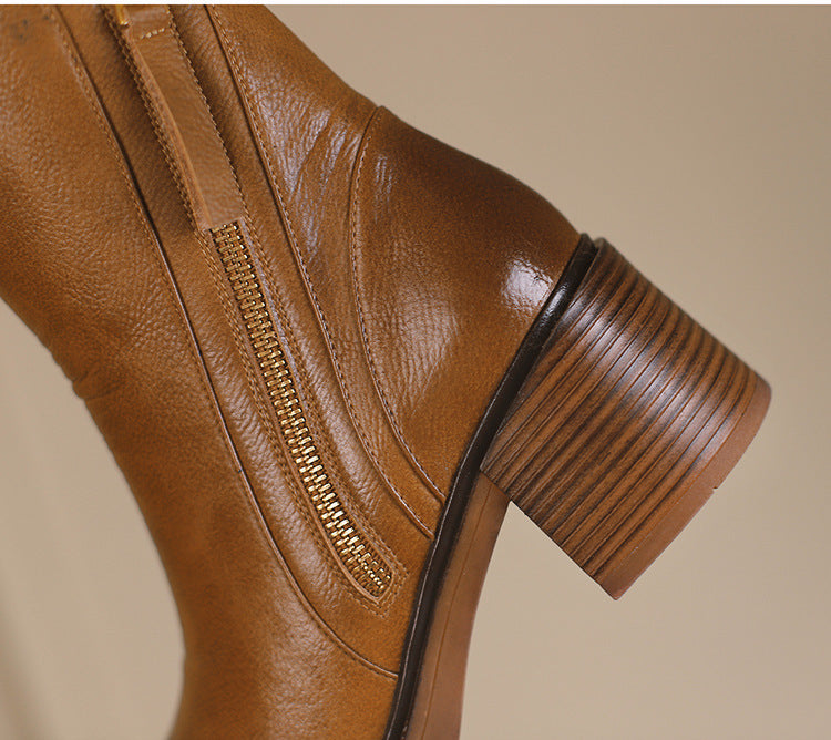 Zarila™ | Bottines en cuir à Talon Blocs