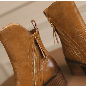 Zarila™ | Bottines en cuir à Talon Blocs