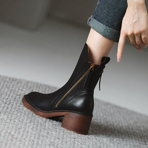 Zarila™ | Bottines en cuir à Talon Blocs