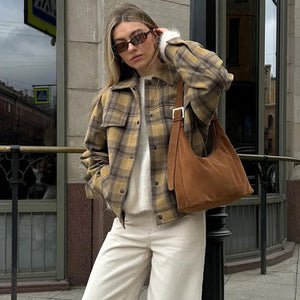 INTIRANA ® | Veste en Laine à Carreaux