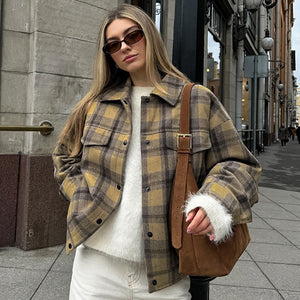 INTIRANA ® | Veste en Laine à Carreaux