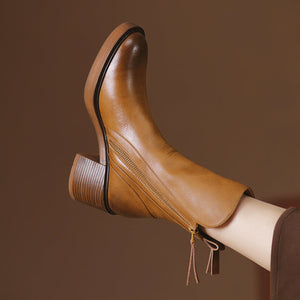 Zarila™ | Bottines en cuir à Talon Blocs
