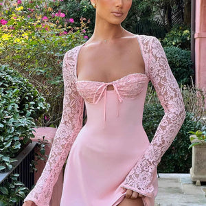 Lunaria® | Robe Courte en Dentelle & Satin Sensuel