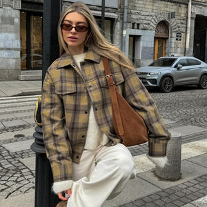 INTIRANA ® | Veste en Laine à Carreaux