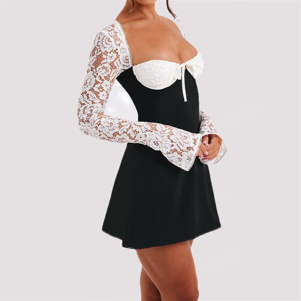 Lunaria® | Robe Courte en Dentelle & Satin Sensuel