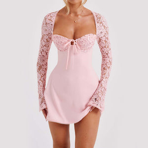 Lunaria® | Robe Courte en Dentelle & Satin Sensuel