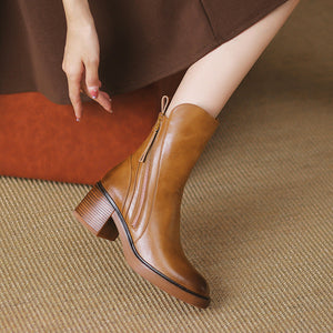 Zarila™ | Bottines en cuir à Talon Blocs