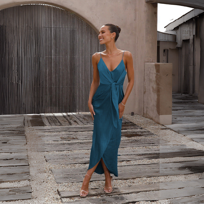 Women's Fashion Solid Color Sling French Dress