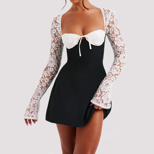 Lunaria® | Robe Courte en Dentelle & Satin Sensuel